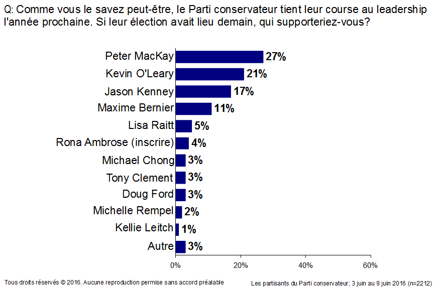 La carte de l'élection du Parti conservateur